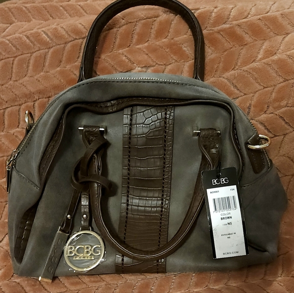 🆕️ BCBG Satchel | Brown | Faux Suede | Faux Croc | NWT | Handbag | Shoulder Bag - Picture 2 of 12